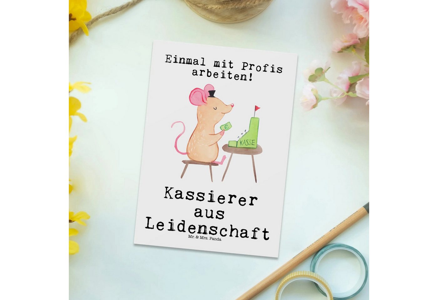 Thumbnail - Mr. & Mrs. Panda Postkarte Kassierer Leidenschaft - Weiß - Geschenk, Karte, Mitarbeiter Kasse, V, Lustige Sprüche