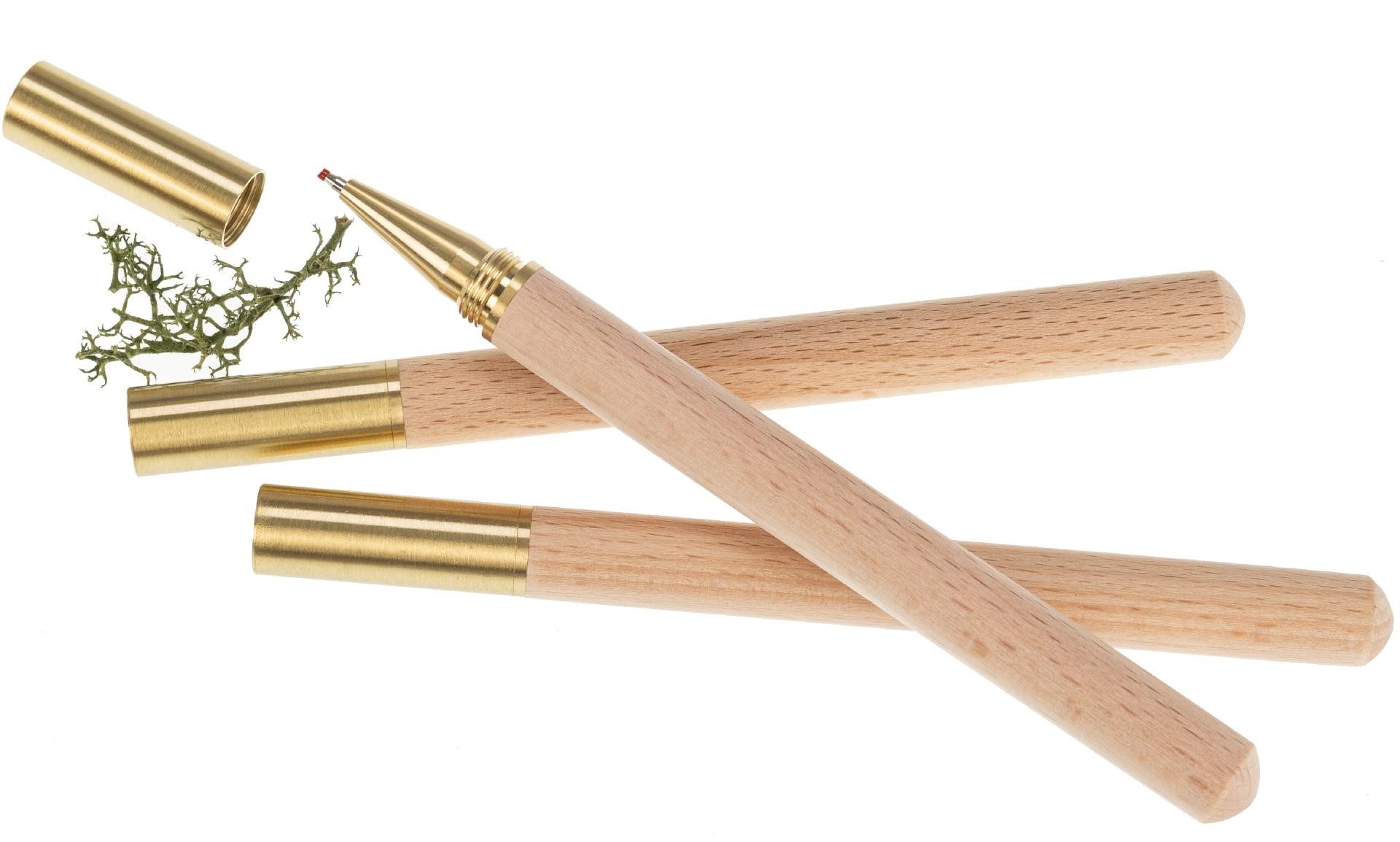 Holz Frank Kugelschreiber Edler Kugelschreiber aus FSC® Buchenholz mit Messing-Schraubkappe