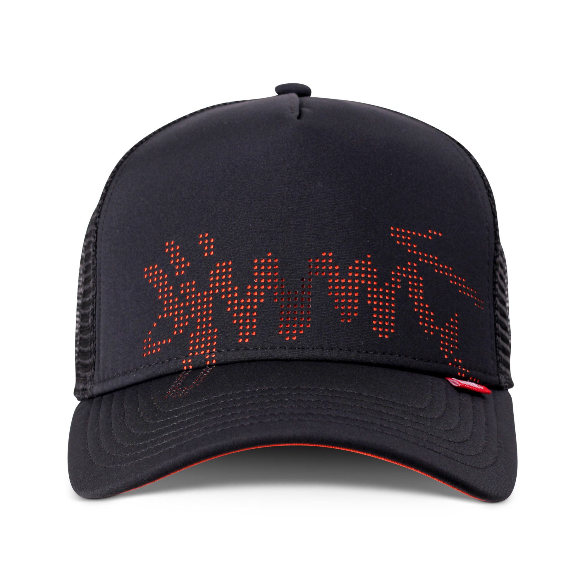 Djinns Trucker Cap Djinns HFT Cap Burned Spots black/orange (Basecap, Basecap, Meshcap, Trucker Kappe) Lochmuster der Frontansicht