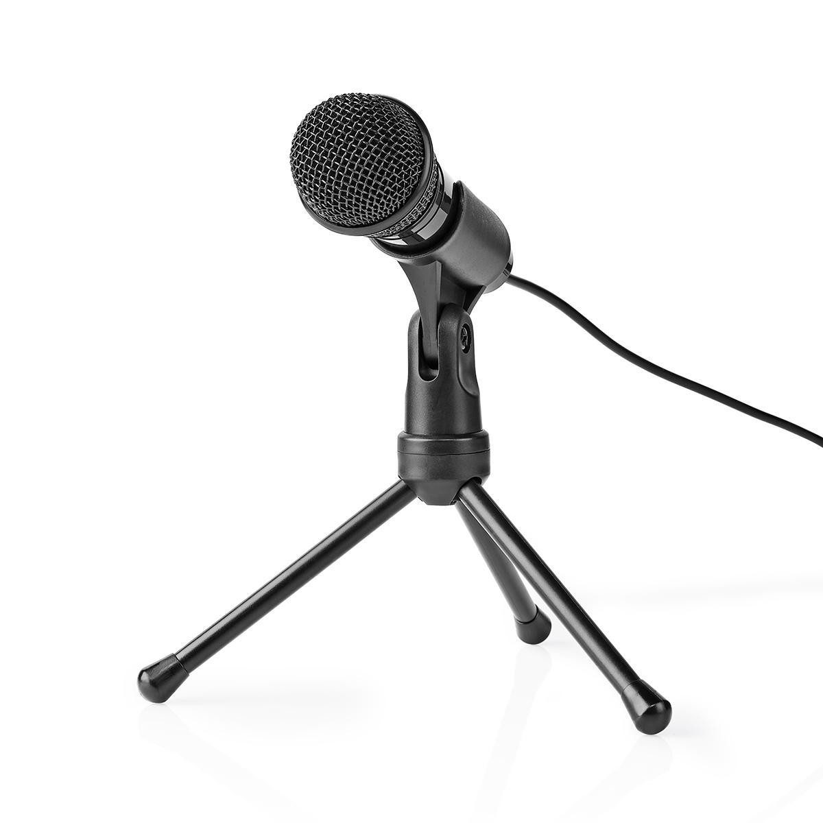 Nedis Mikrofon MICTJ100BK (1-tlg), 3.5 mm, Kabelverbindung, für Desktop/Notebook/Smartphone/Tablet