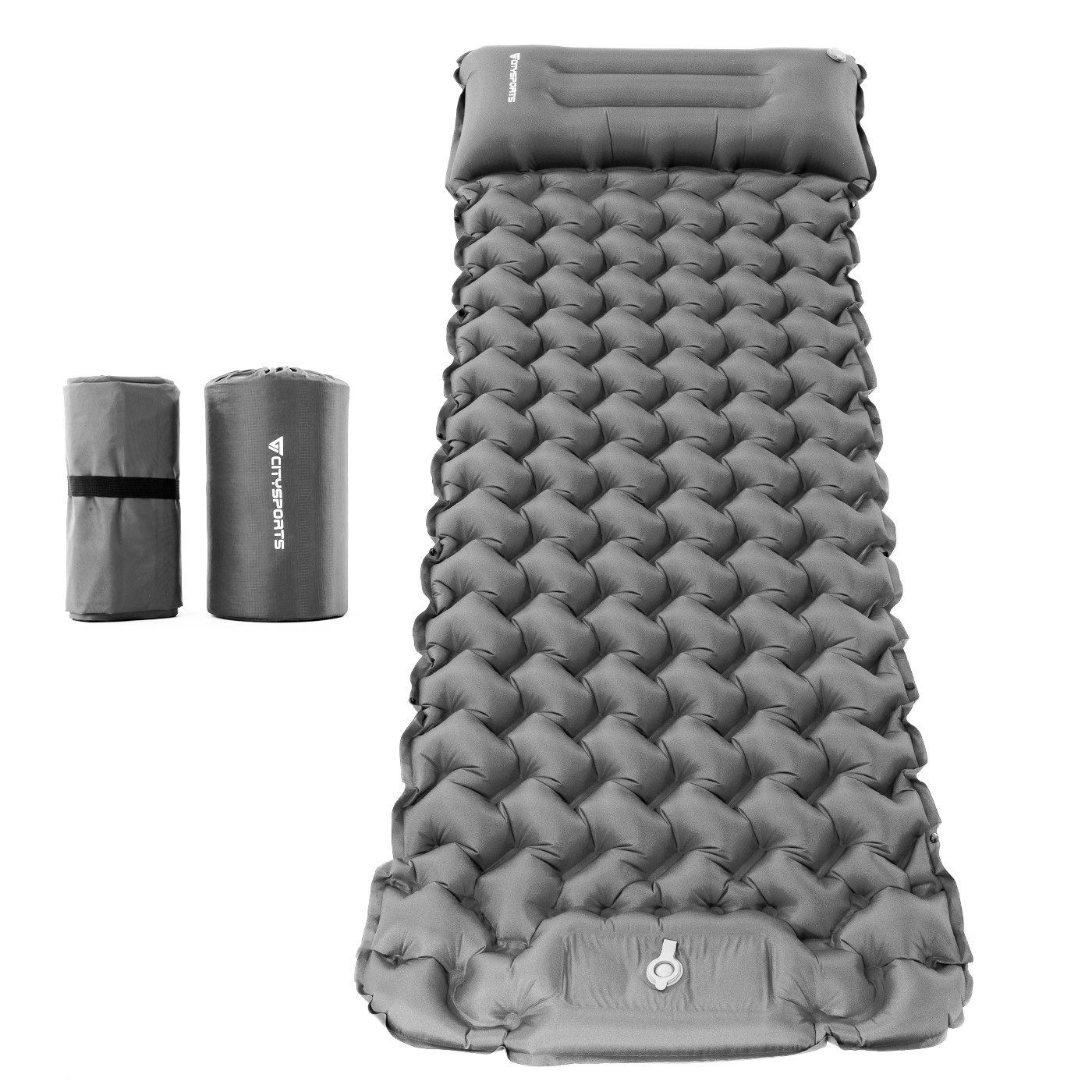CITYSPORTS Isomatte Selbstaufblasende Camping Isomatte, aufblasbare Luftmatratze Camping, mit Kissen,Fußpumpe,Outdoor Schlafmatte für Zelt SUV Reisen
