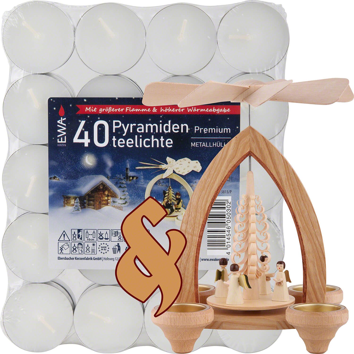 Erzgebirge-Palast Weihnachtspyramide Set 1-stöckige Pyramide Engel und eine günstig online kaufen