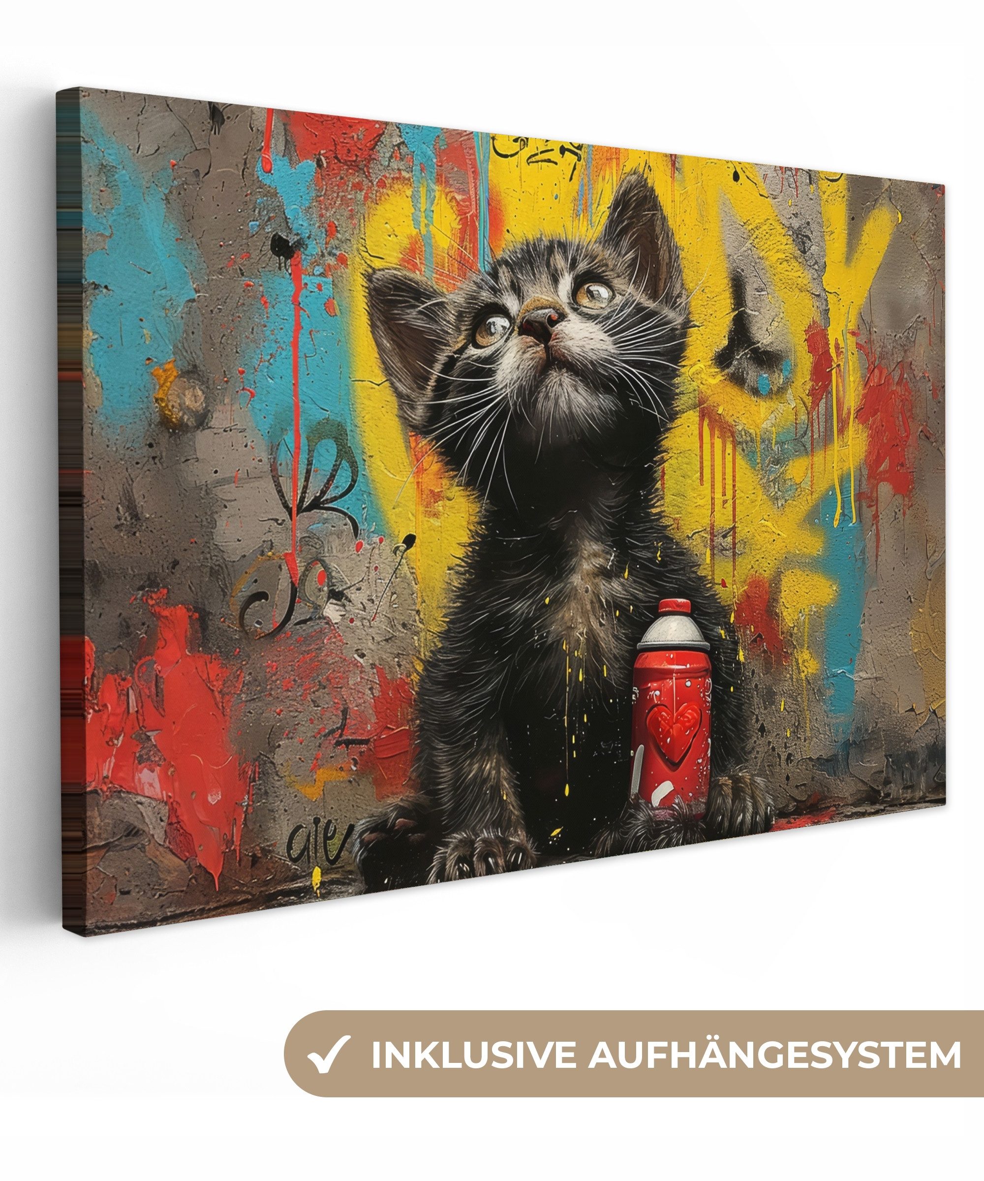 OneMillionCanvasses® Leinwandbild Graffiti - Kätzchen - günstig online kaufen