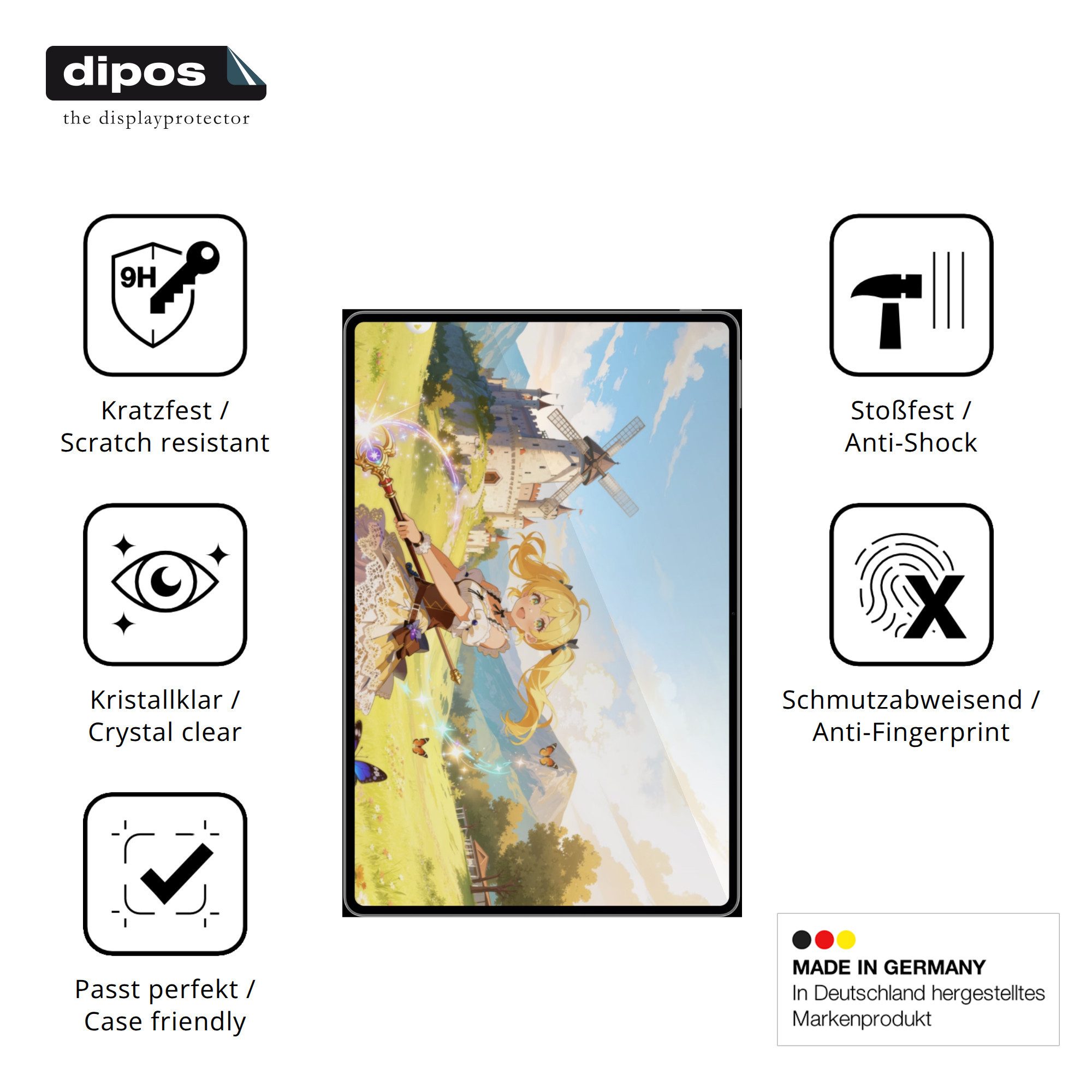 dipos Displayschutzfolie Schutzfolie für Honor MagicPad 4 12.3, 2 Stück, Displayschutz Schutz Folie Made in Germany