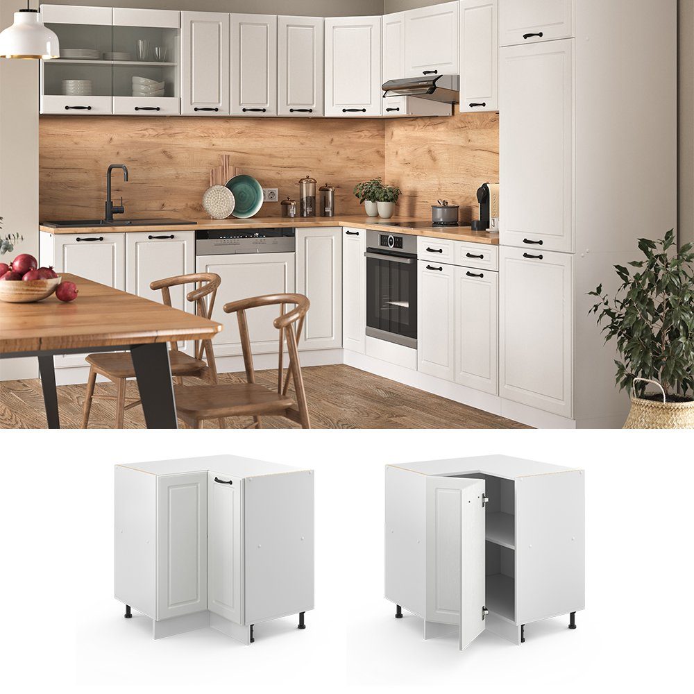 Vicco Eckunterschrank R-Line, Weiß Landhaus/Weiß, 75.6 cm ohne Arbeitsplatte (1-St)