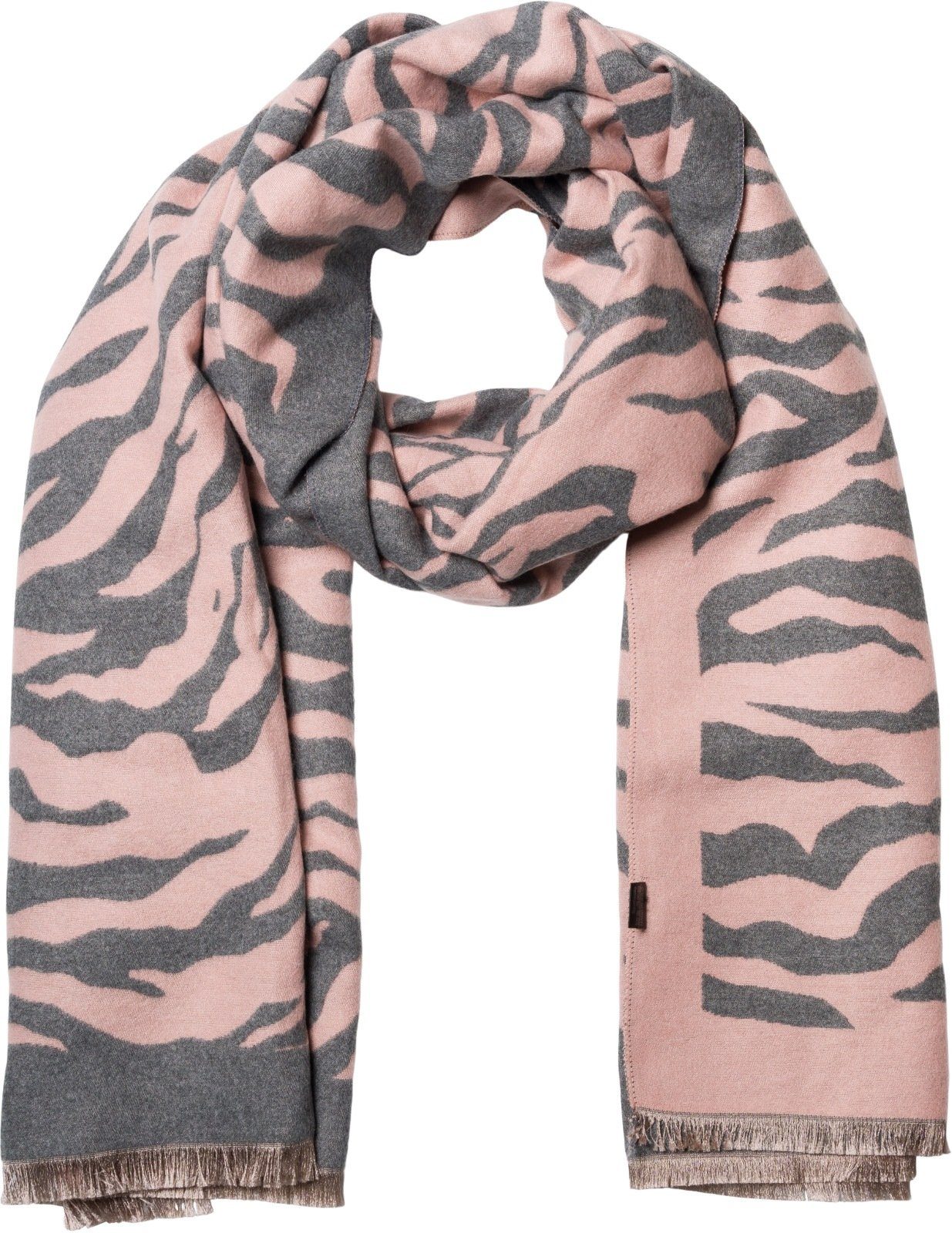 styleBREAKER Modeschal, (1-St), Schal mit Zebra Muster Rose-Grau | Modeschals