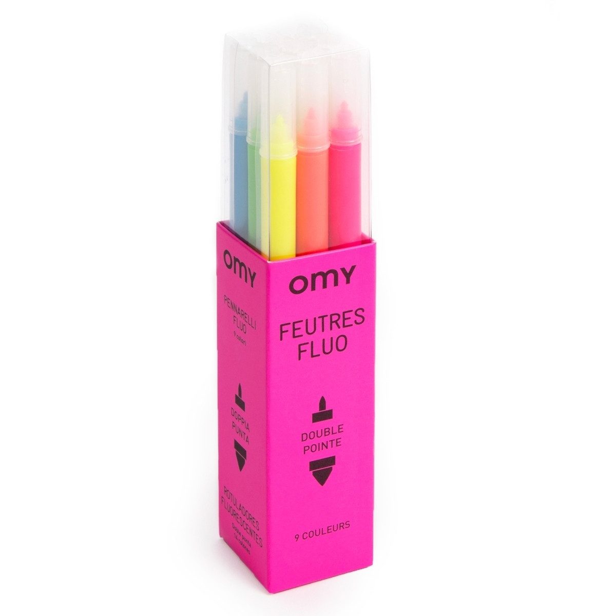 OMY Filzstift Neon Filzstifte Set 9 Stück Doppelspitze ab 3 Jahren