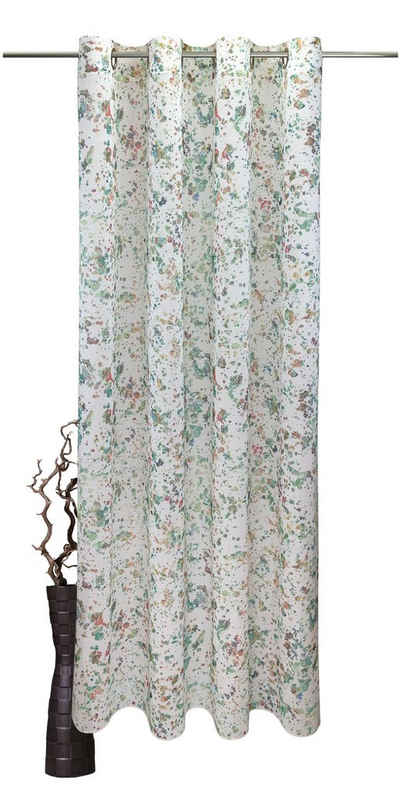Vorhang Stella, VHG, Ösen (1 St), halbtransparent, Polyester, Digitaldruck, Aquarell, Leinenoptik, Breite 145 cm
