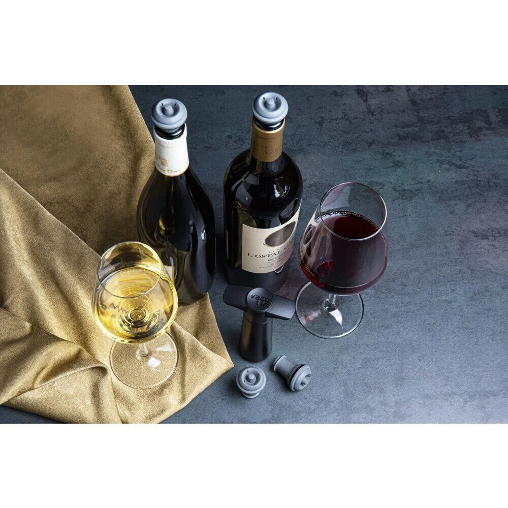VACUVIN Verschlussstopfen Wine Saver Vakuum-Set 3-tlg. schwarz, (Set, 3-tlg), Wine Saver Vakuum-Set, 3-tlg., schwarz