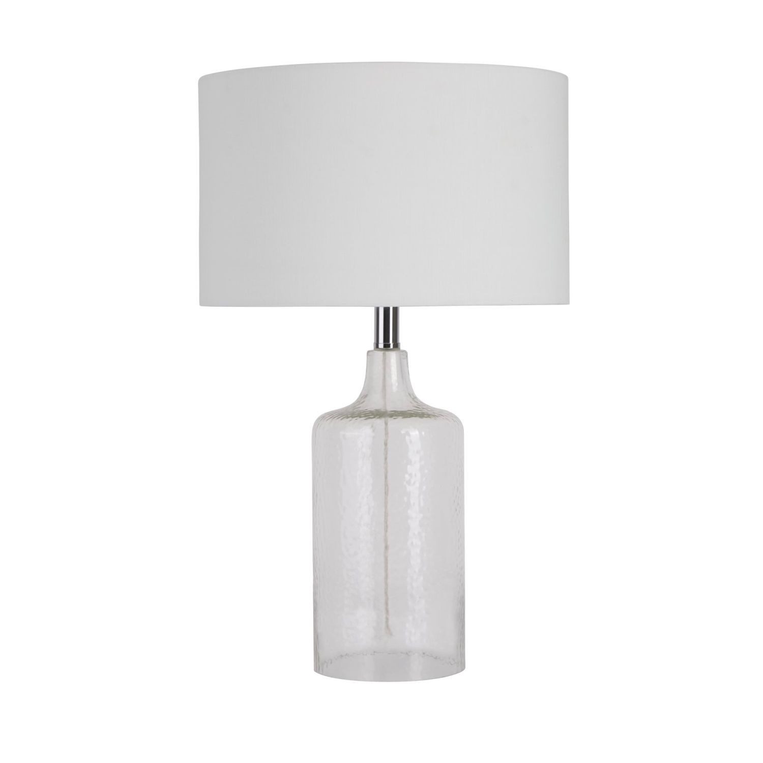 Licht-Erlebnisse Nachttischlampe ADRIANA, ohne Leuchtmittel, Klar/Transparent Weiß E27 62 cm D: 35 cm Stoff Glas Retro Wohnzimmer