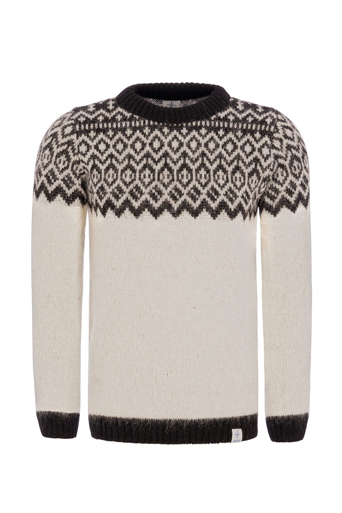 KIDKA Wollpullover Isländischer Pullover - Norwegerpullover für Damen / Herren - weiß - aus rauer isländischer Wolle