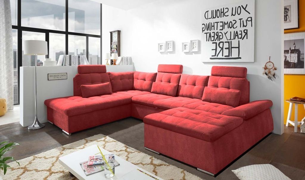 324x218 Nalo EXCITING Ecksofa U-Sofa ED Couch Wohnlandschaft Wohnlandschaft, (Berry) DESIGN Rot cm