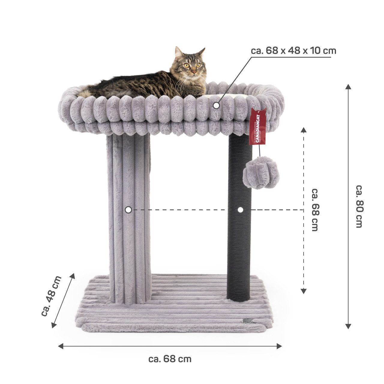 Thumbnail - Canadian Cat Company Kratzbaum Charlotte, Katzenmöbel, Kletterturm, grau, 68 x 48 x 80 cm