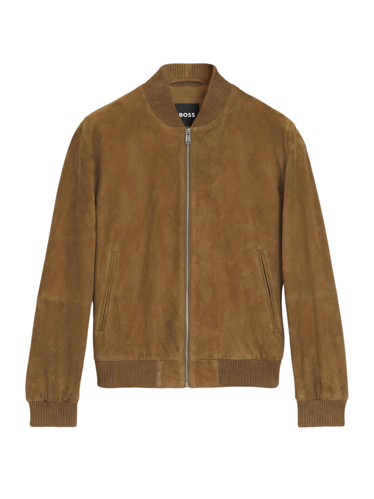 BOSS Lederjacke BOSS Men Black braun,Casual,Leder,Unifarben,Collegekragen,Lang,Regular Fit