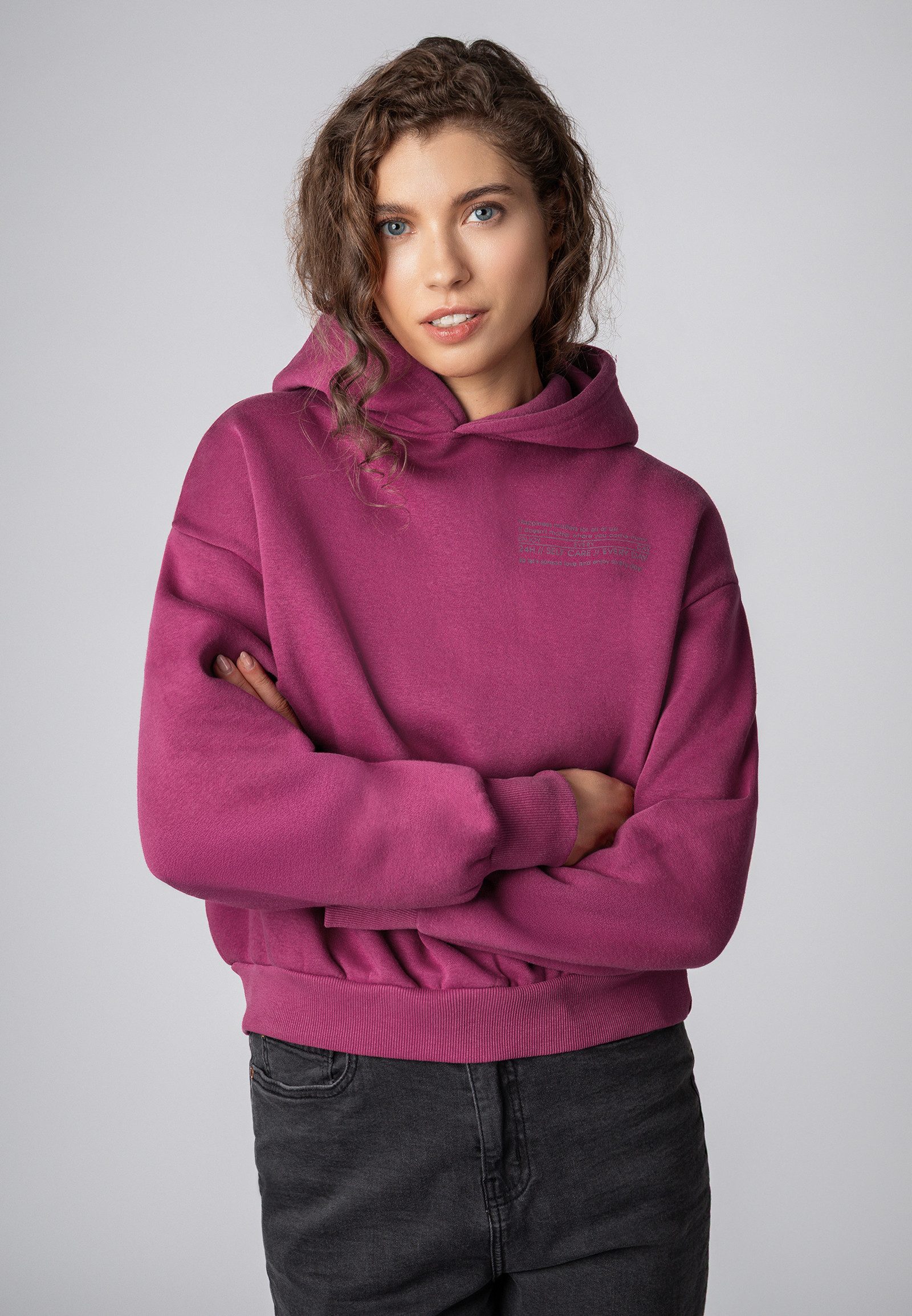 SUBLEVEL Kapuzenpullover Hoodie Mini-Print Sweater, Kapuzensweatshirt günstig online kaufen