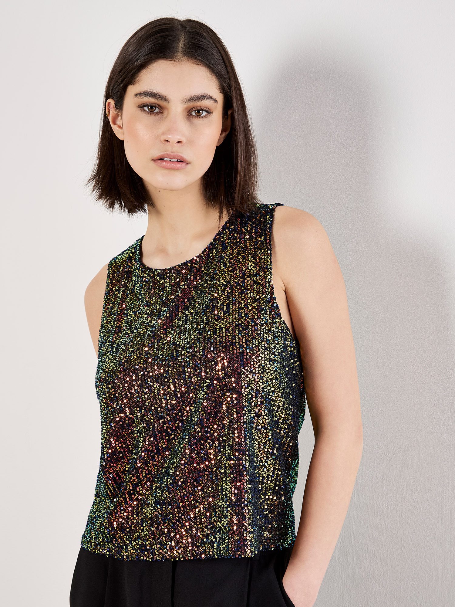 Apricot Paillettenshirt Kurztop (1-tlg) mit Pailleten günstig online kaufen