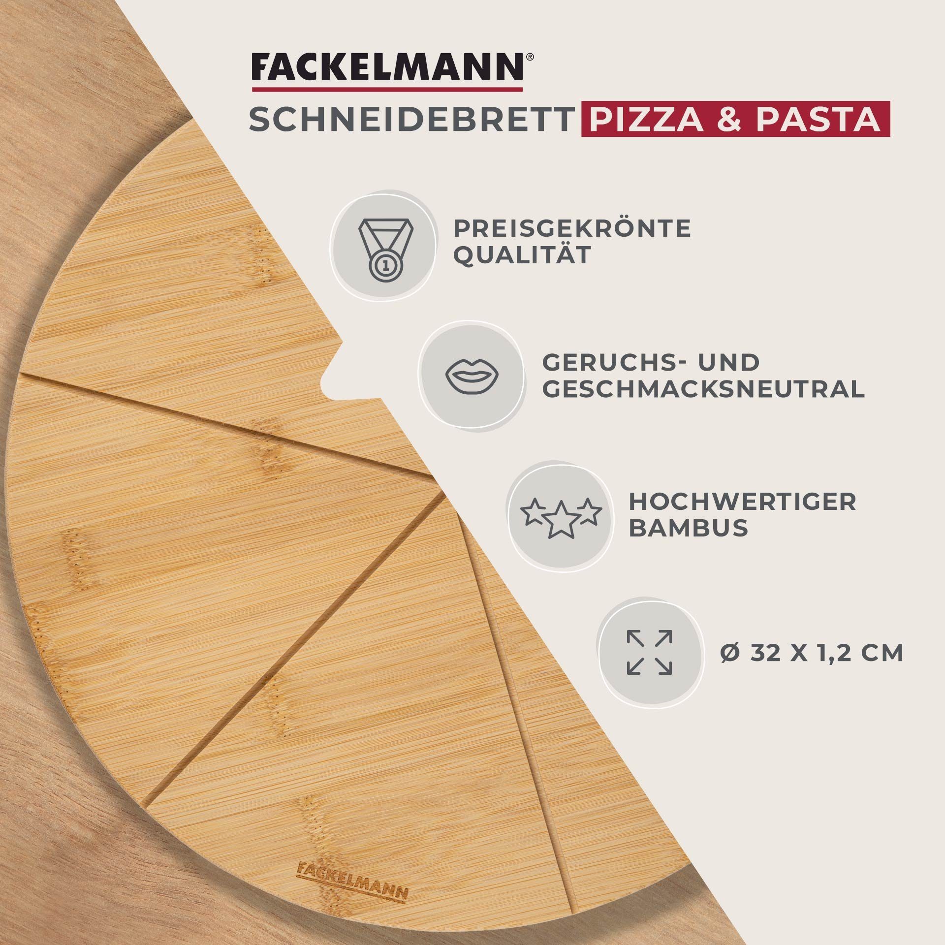 FACKELMANN Pizzaschneidebrett Pizza & Pasta