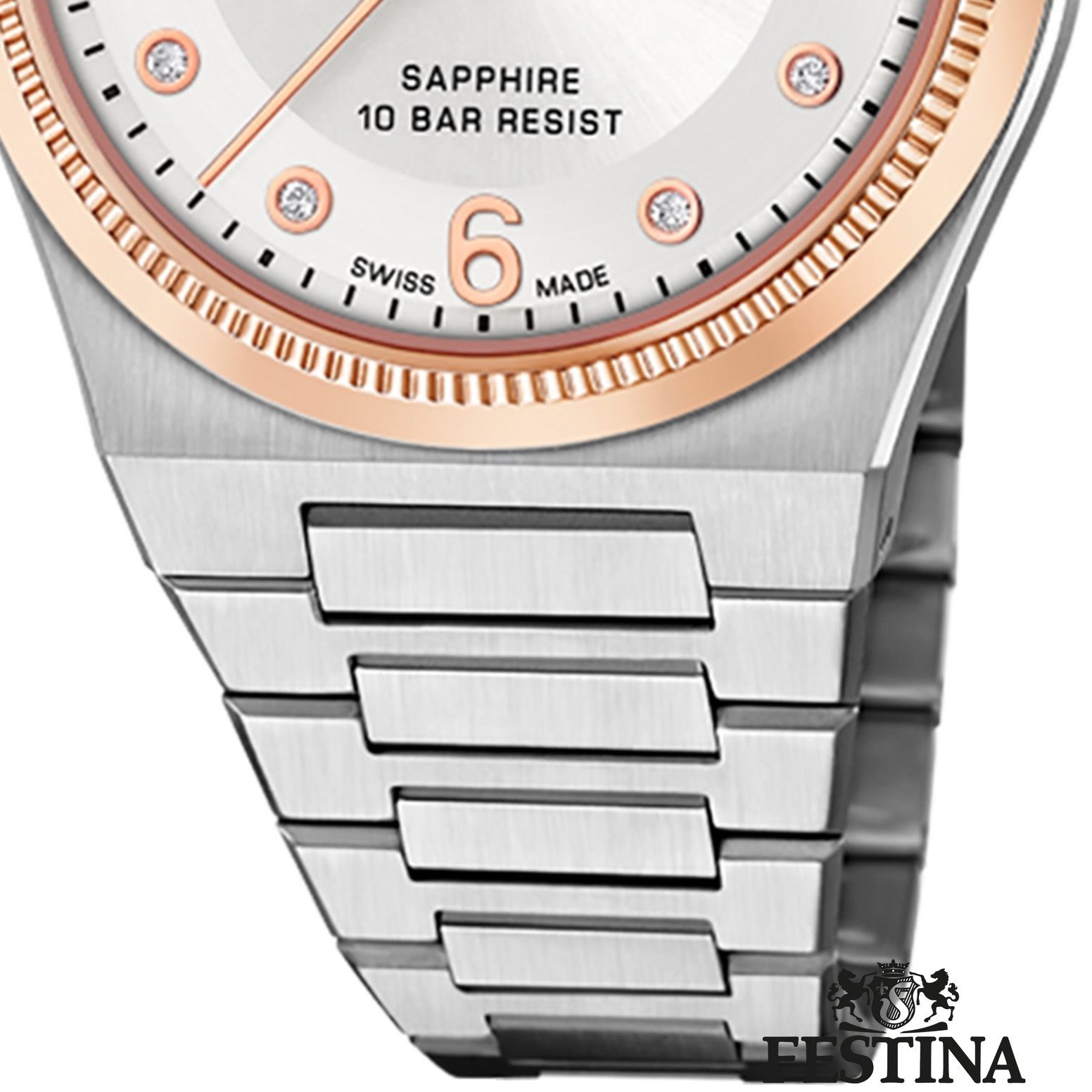 Festina Automatikuhr Festina Damenuhr Edelstahl silber, (Analoguhr), Damen Armbanduhr rund, Edelstahlarmband silber, Elegant