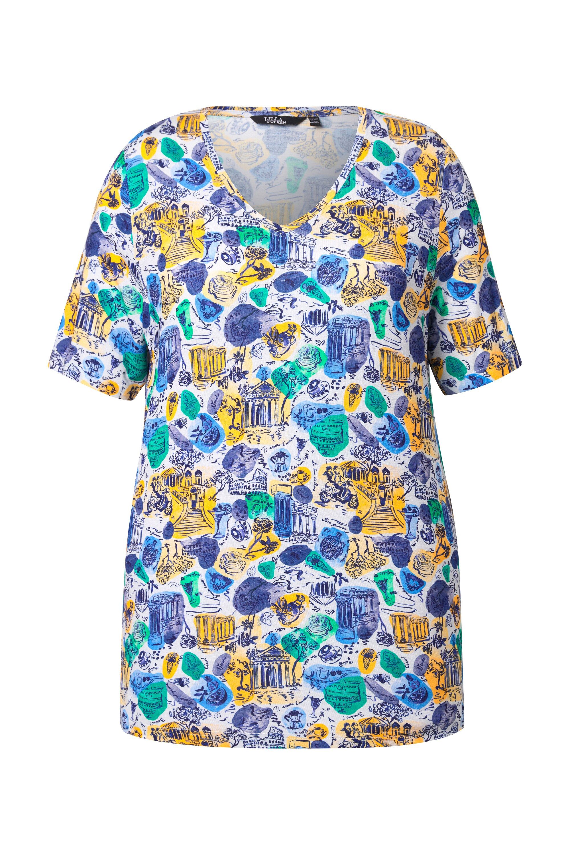 Ulla Popken T-Shirt T-Shirt Urlaubsmotive A-Linie günstig online kaufen