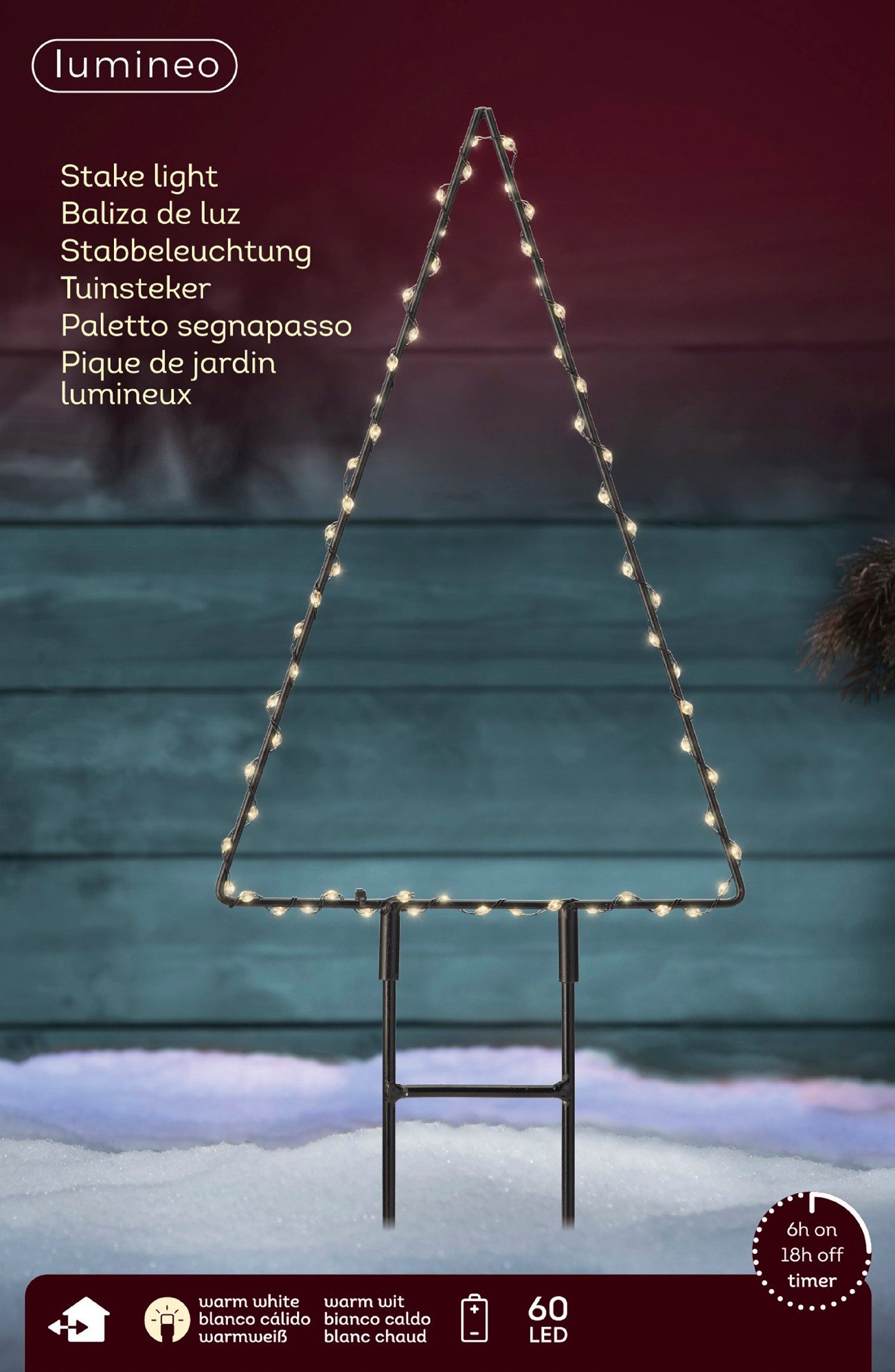 Lumineo LED Stern LED Weihnachtsbaum Gartenstecker 60 LED warm weiß, Timer, günstig online kaufen