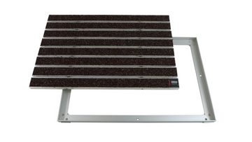 Fußmatte Emco Eingangsmatte DIPLOMAT + Rahmen 25mm Aluminium, Large Rips Braun, Emco, rechteckig, Höhe: 25 mm, Größe: 600x400 mm, für Innen- und überdachten Außenbereich