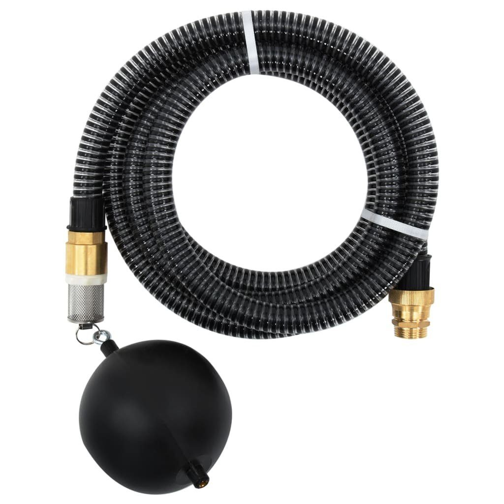 vidaXL Saugschlauch Saugschlauch mit Messing-Anschlüssen Schwarz 1,1" 15 m PVC