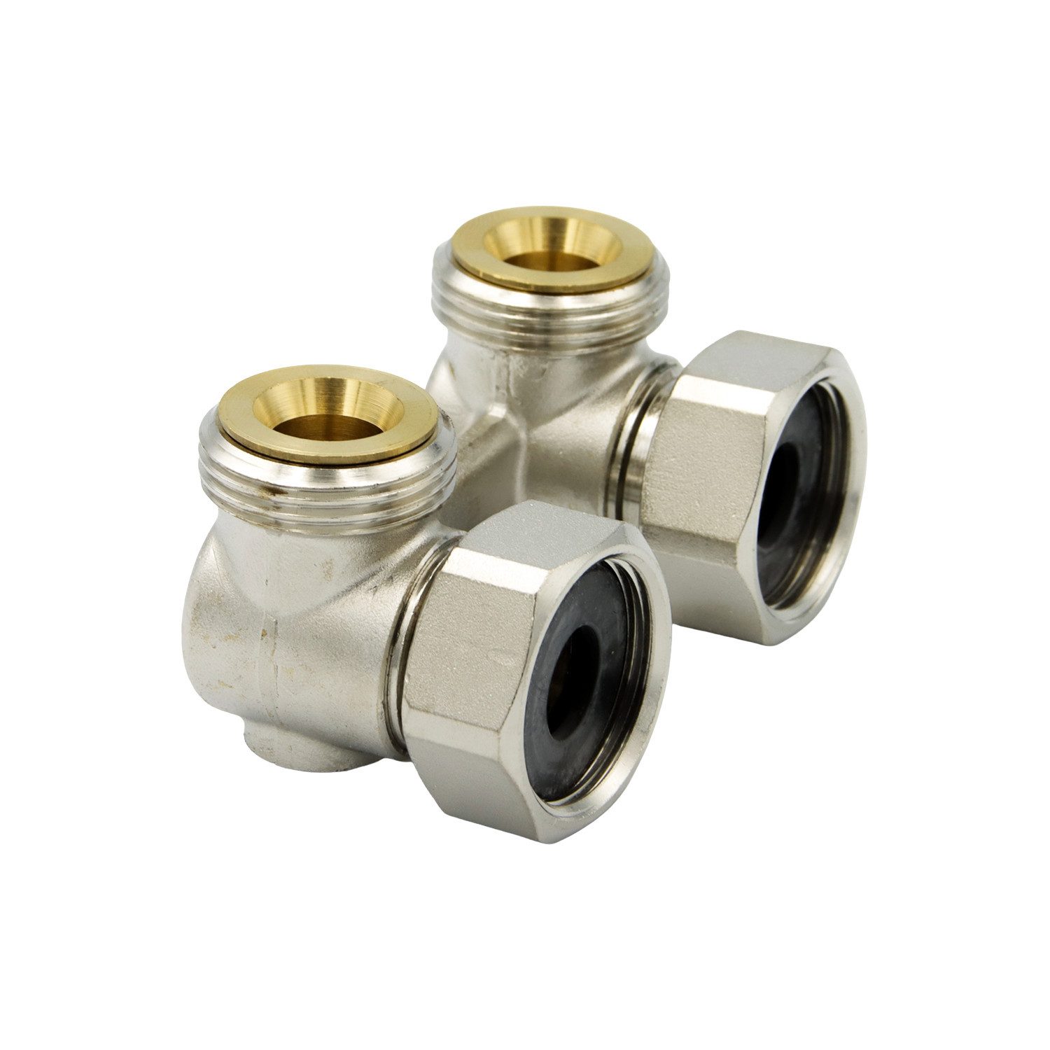 Caleffi Heizkörperthermostat Hahnblock 3/4" Eck Eurokonus Doppelkugelhahn Heizkörper Anschluss
