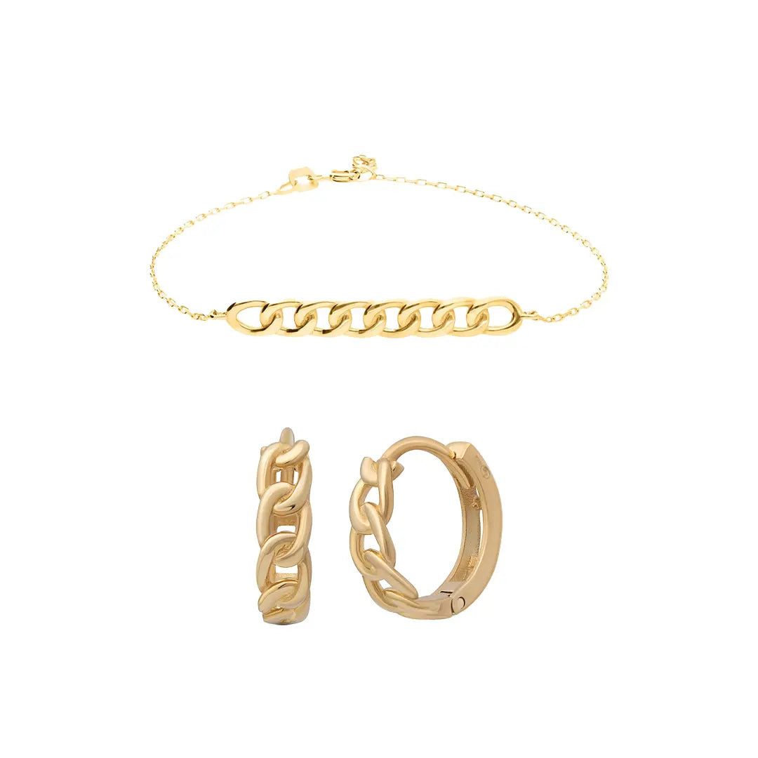 Suzan Gold Schmuckset 375 Echtgold Curb Link wasserfest