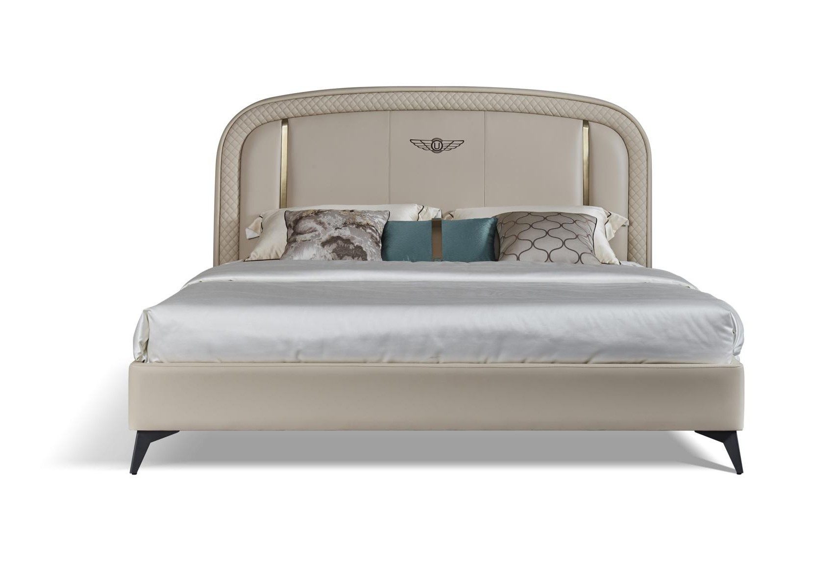 Xlmoebel Polsterbett Elegantes Bett mit Textil- und Lederpolsterung (Polsterbett), Hergestellt in Europa