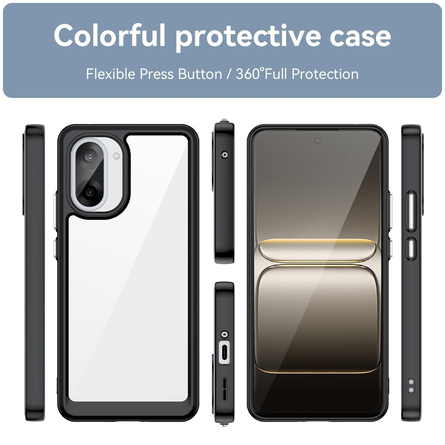 Wigento Handyhülle Für OnePlus Nord CE5 5G Colorful TPU / Acryl Schutz Hülle Schwarz, Colorful Series Hybrid Schutzhülle