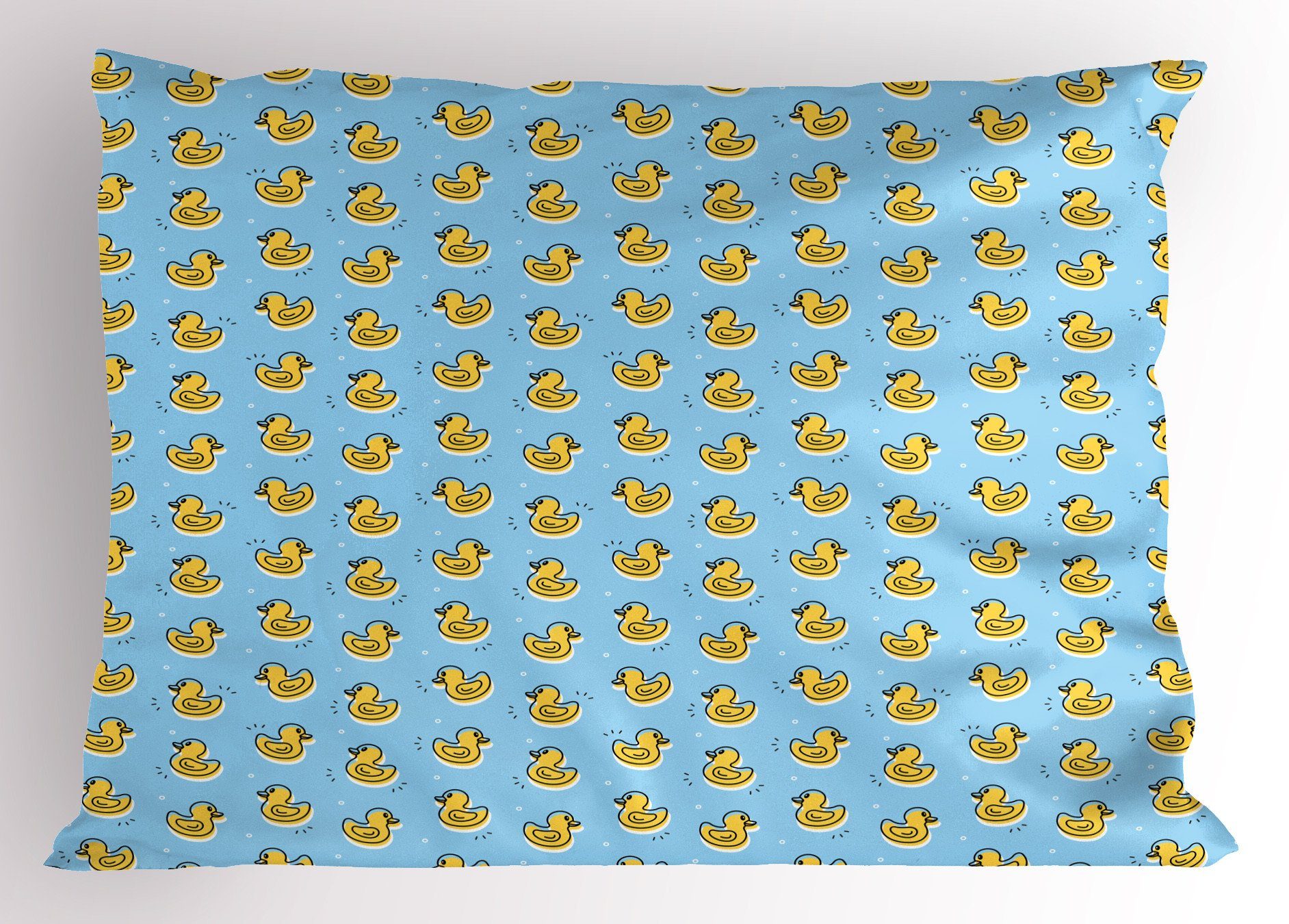 Kissenbezüge Dekorativer Standard King Size Gedruckter Kissenbezug, Abakuhaus (1 Stück), Gelber Vogel Spielzeug-Ente Muster