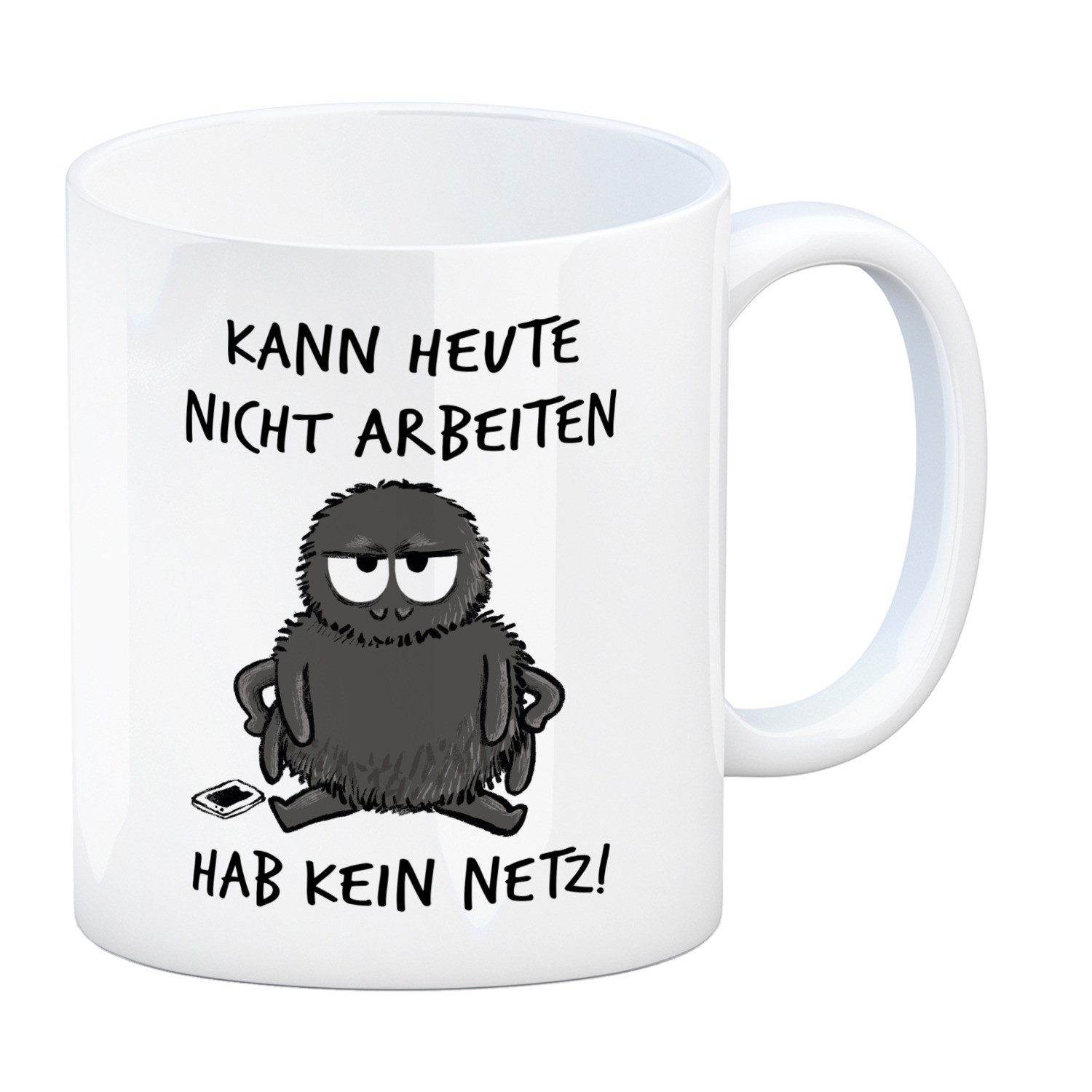 Tasse Hary die Spinne Kaffeebecher mit Spruch Heute arbeitsunfähig kein