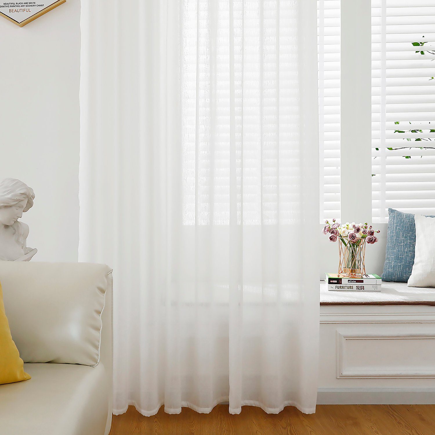 Gardine, Modern HOMEIDEAS, (2 Vorhang St), Ösen transparent, Voile