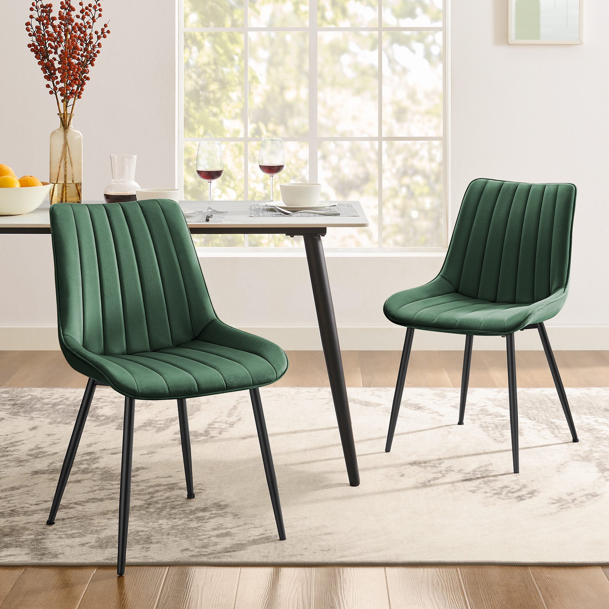 SONGMICS Esszimmerstuhl Stuhlset – Polsterstühle, Moderner Küchenstuhl. Samt (2 St), Küchenstuhl, Samt,Polsterstuhl, bis 120 kg, ERGONOMISCHES DESIGN