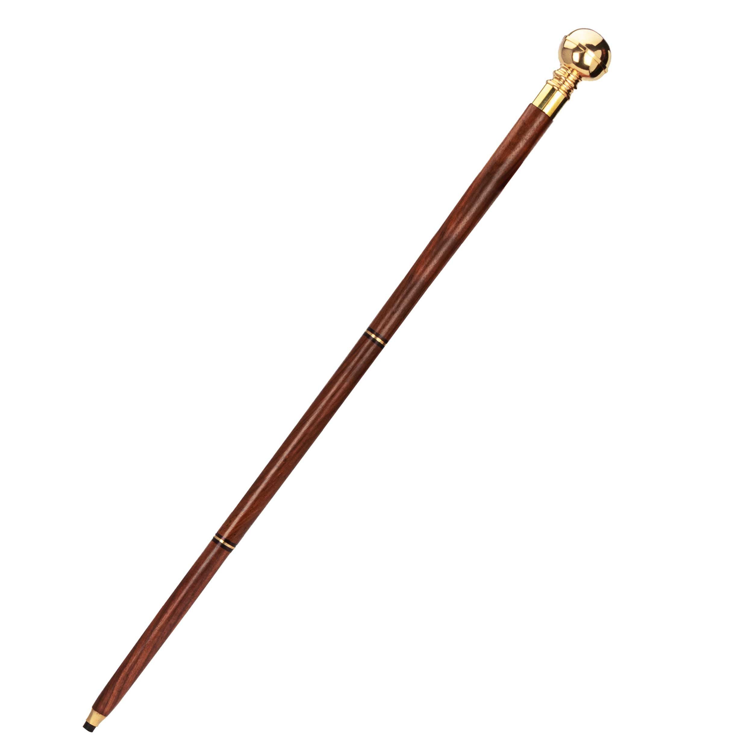 Dekofigur 93cm Spazierstock mit Kompaß Holz/Messing Gehstock Wanderstock Maritim
