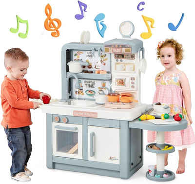 KOMFOTTEU Kinder-Küchenset Spielküche, Kinderspielküche mit Lichter & Sound