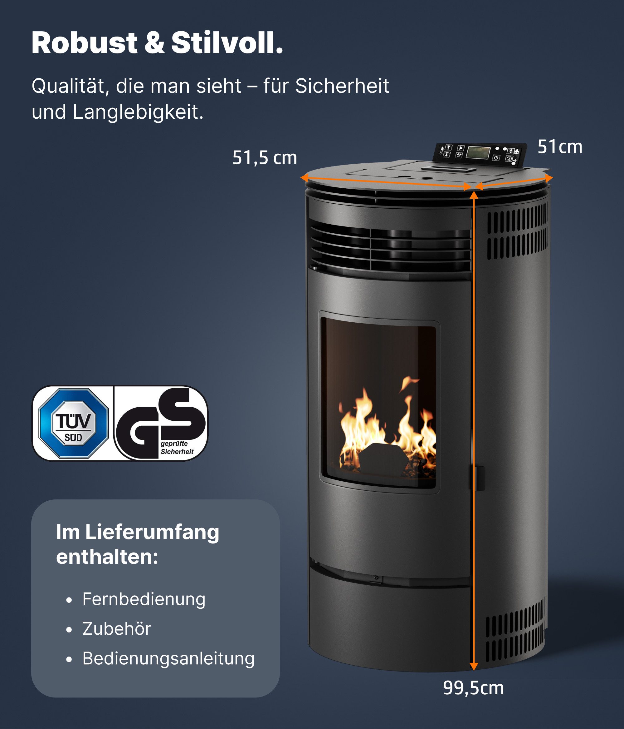 UMBRELLA Pellet Stove PR8 Pellet Stove Black