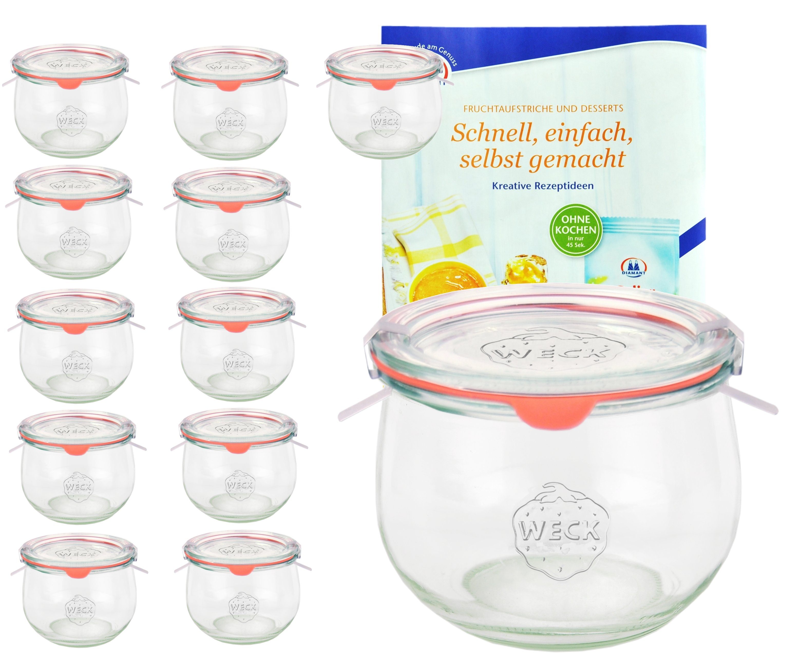 MamboCat Einmachglas 12er Set Weck Скло 580ml Tulpengläser Deckel Einkochringe Klammer, Glas