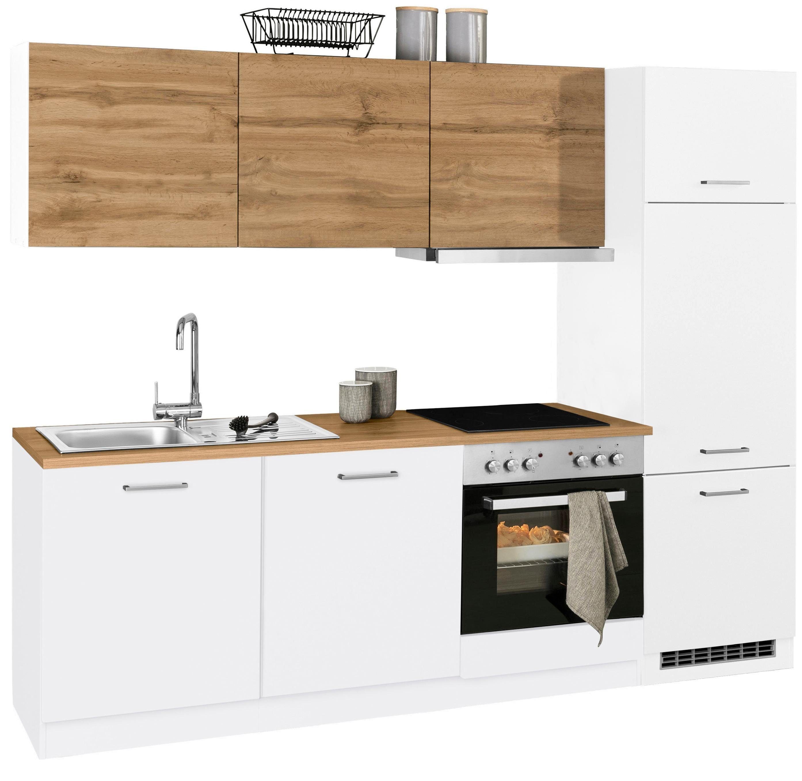 KOCHSTATION Küchenzeile KS-Kehl, mit E-Geräten, Breite 240 cm, inkl. Kühlschrank und Geschirrspüler