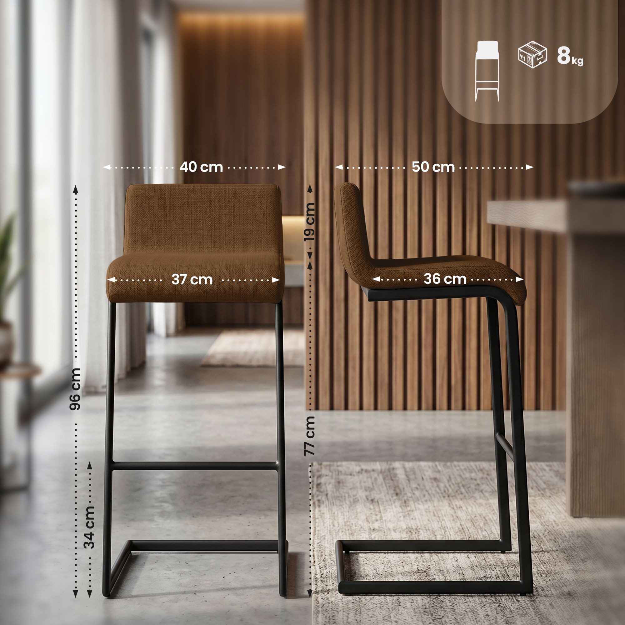 CLP Barhocker Newport (2er Set, 2 St., 2er), Freischwinger, Kunstleder oder Stoffbezug
