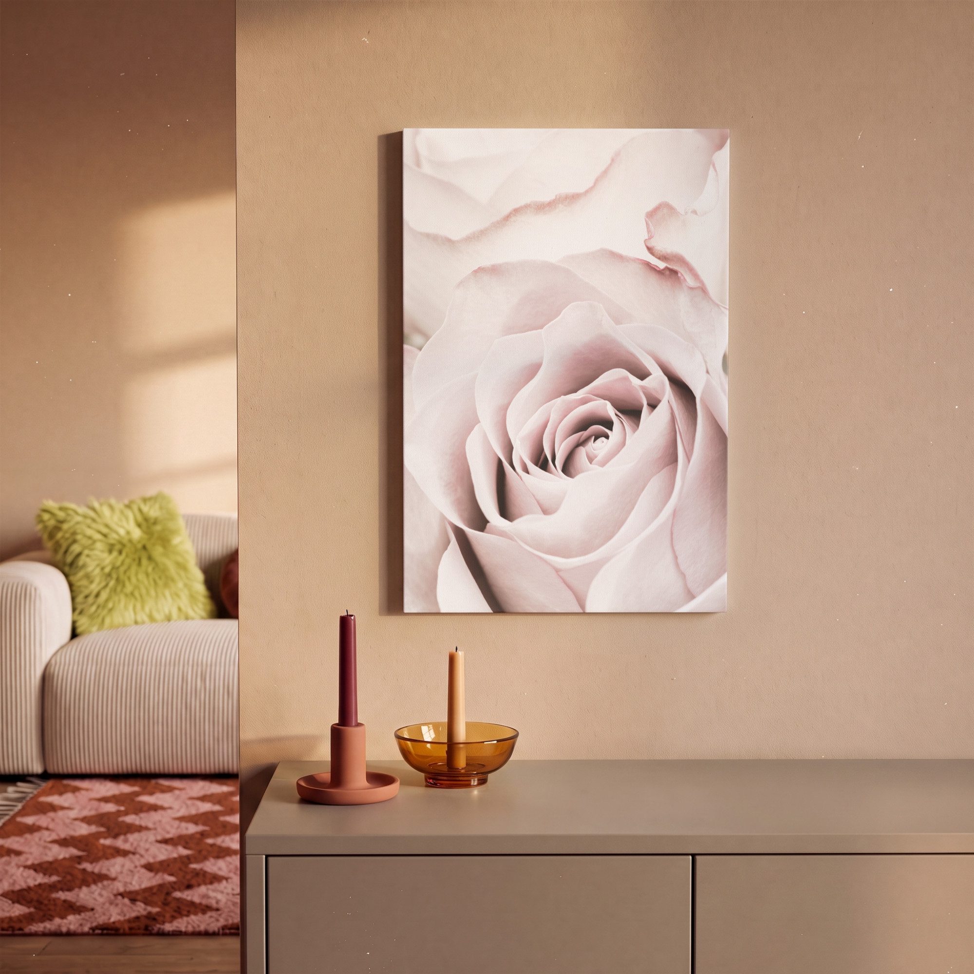 OneMillionCanvasses® Leinwandbild Blumen - Rose - Rosa - Botanisch, Fotodruck (1 St), Vintage Deko Bilder Wohnzimmer, Wanddeko Retro, 30x20 cm – Bild 2 von 5