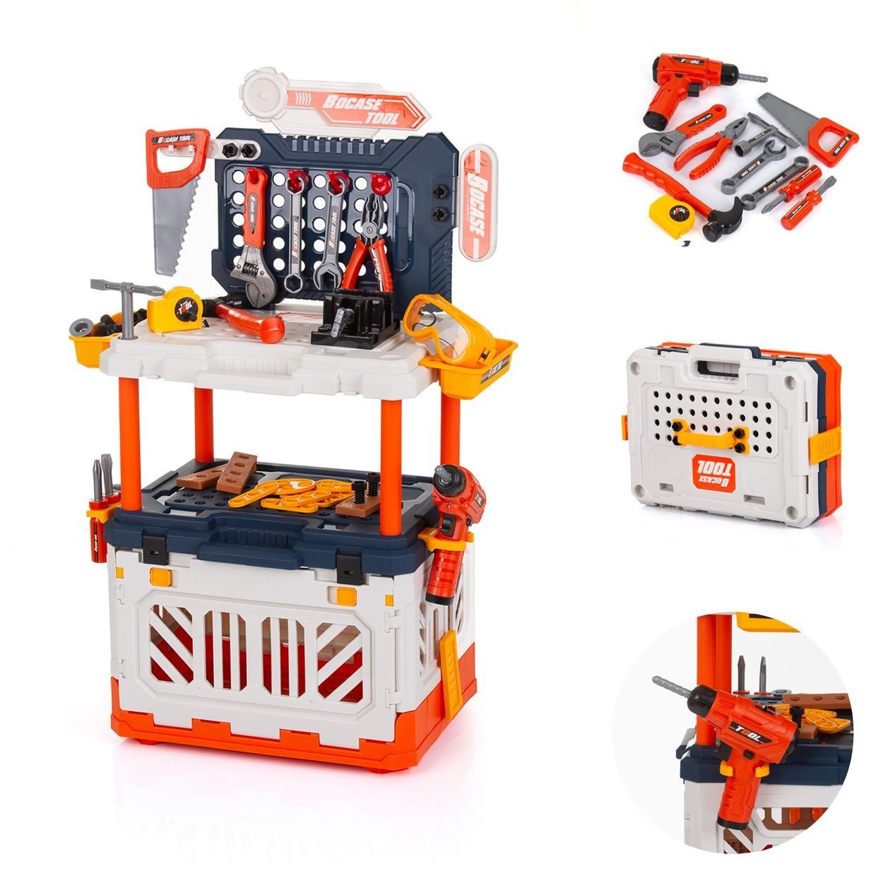 Chipolino Spielwerkzeug Kinderwerkbank 4 in 1 90-teilig, 4-in-1, 90-teilig, Spielwerkzeugset, Lichteffekte, Kunststoff