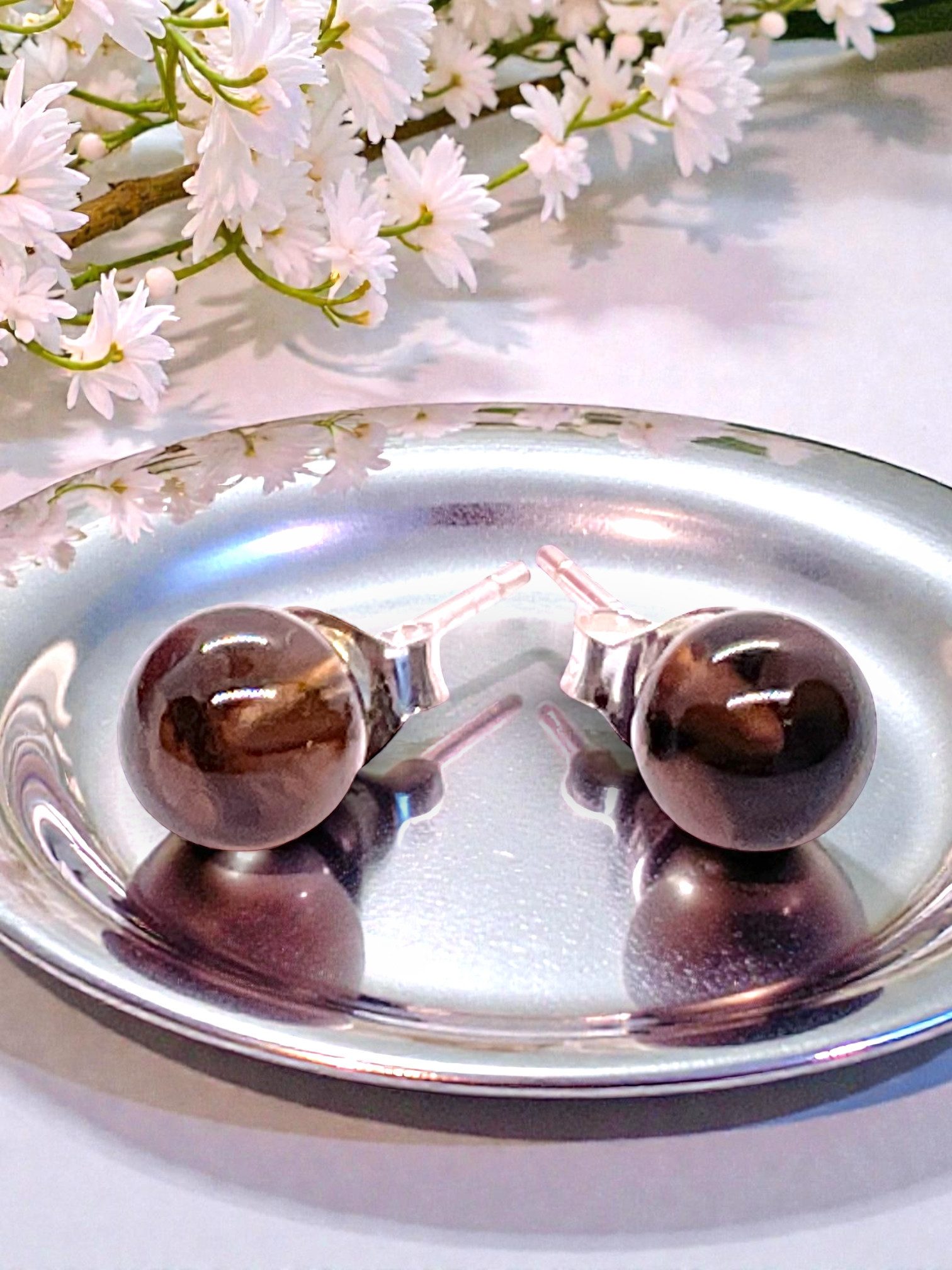 Steinfixx® Paar Ohrstecker Ein Paar 925 Silber Edelstein Perlen Ohrringe - Handmade (Ihre Energie immer dabei, 1-tlg., Aus der Zauberwelt der Natur, Verschiedene Varianten), Inklusive edler Geschenkbox fertig zum verschenken