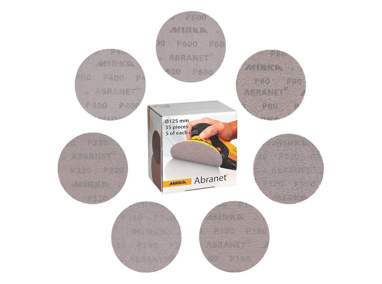 Mirka Schleifpapier Abranet Schleifgitter (Mix Pack), (35 St), für alle 125mm Exzenterschleifer und Schleifmaschinen