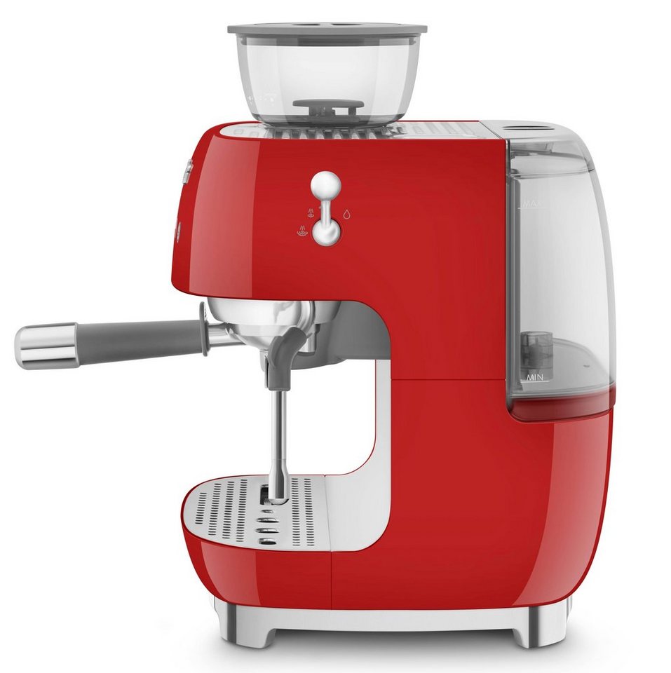 Smeg Espressomaschine EGF03RDEU, mit integrierter Kaffeemühle, 20 bar  Pumpendruck: für eine stets optimale Extraktion von Espresso