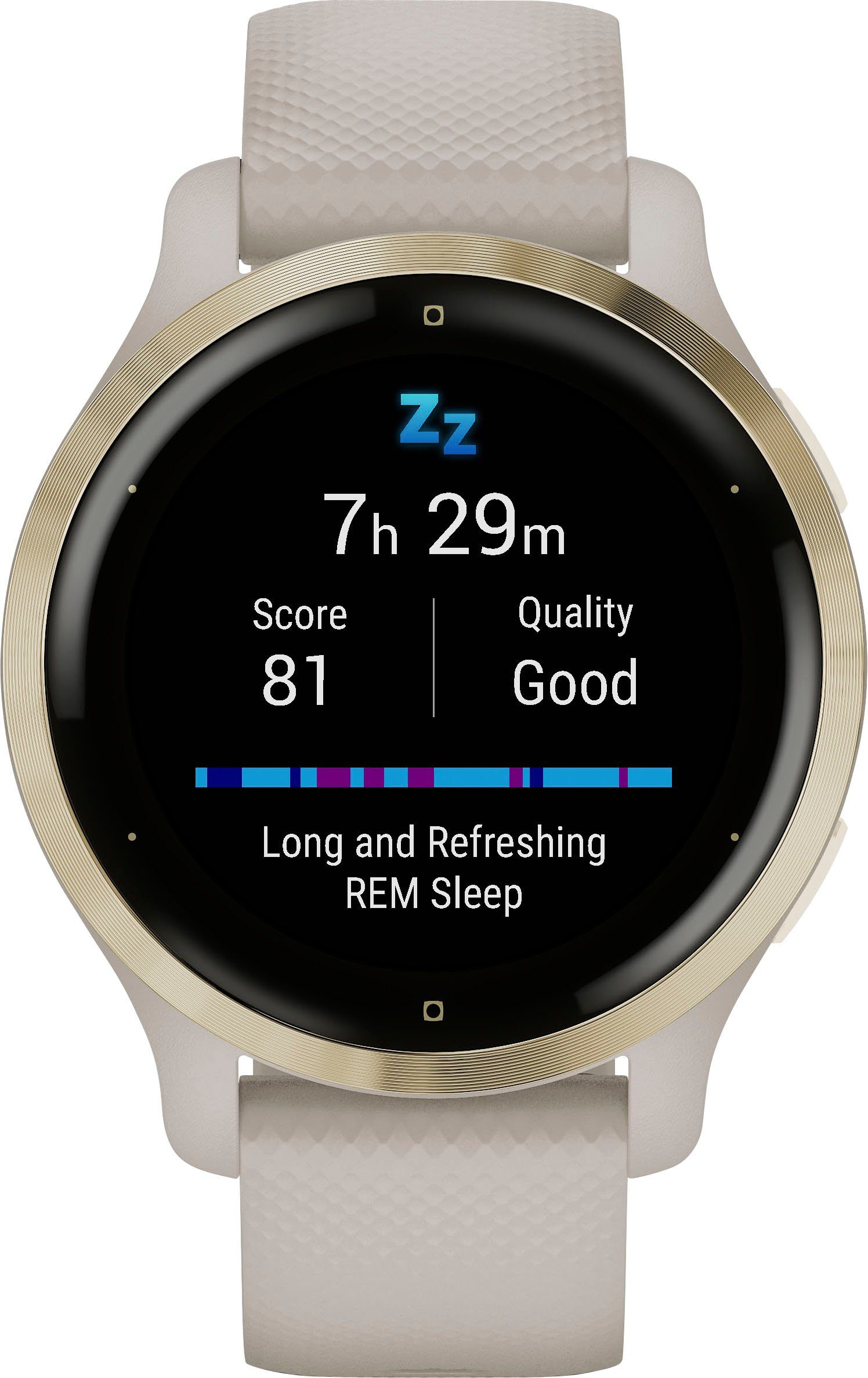 Garmin Venu 2S Smartwatch (2,8 beige vorinstallierten Zoll), beige, 25 gold cm/1,1 Sport-Apps 