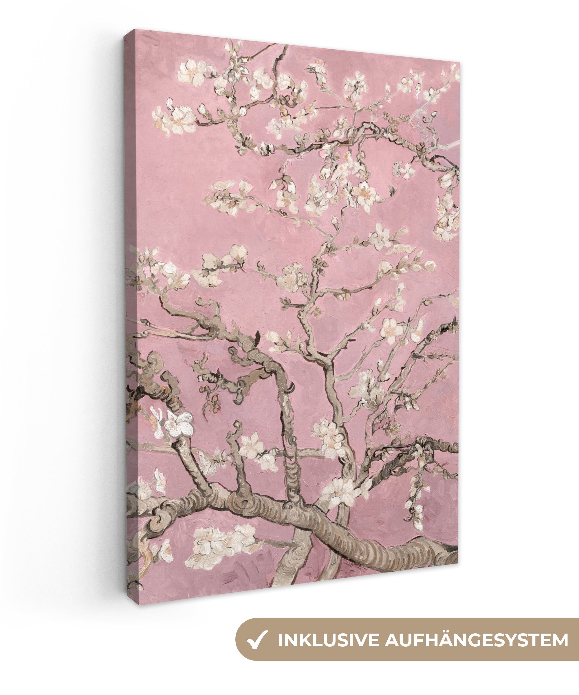 OneMillionCanvasses® Leinwandbild Mandelblüte - Kunst - Van Gogh - Rosa, Fotodruck (1 St), Leinwand Canvas Wandbild, Wanddekoration 20x30 cm