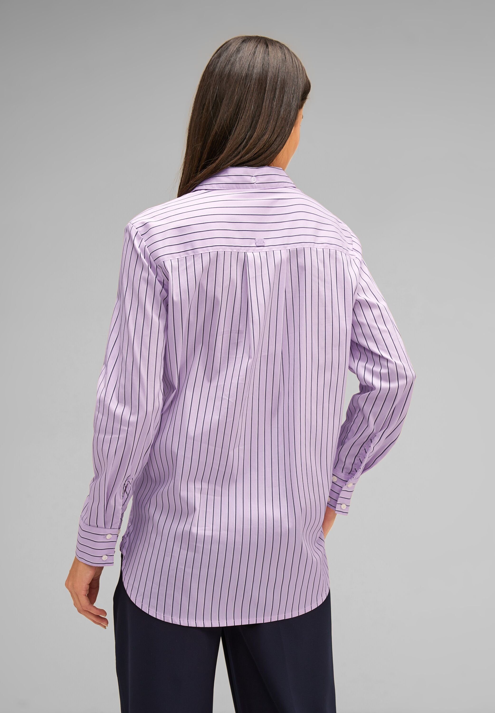 STREET ONE Longbluse Office Streifenbluse office QR Streifenmuster LTD soft blouse Striped lilac pure