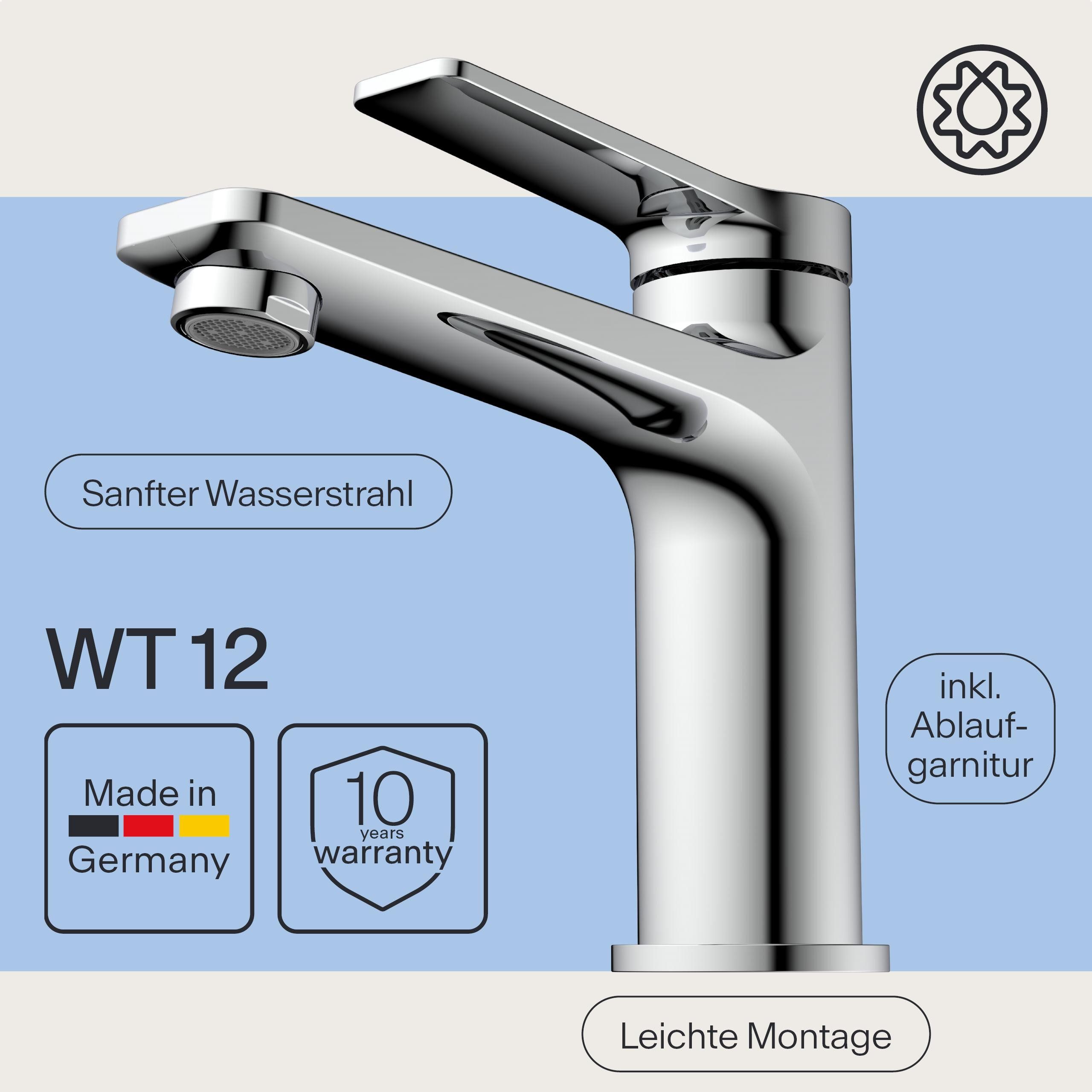 WASSERWERK Waschtischarmatur WT 12 inkl. Popup, wassersparend