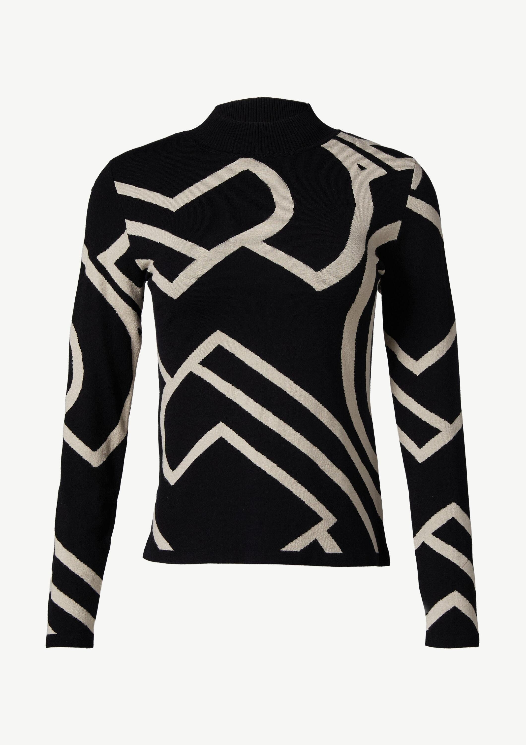 comma Longpullover Strickpullover Feinstrickpullover mit Logo-Design